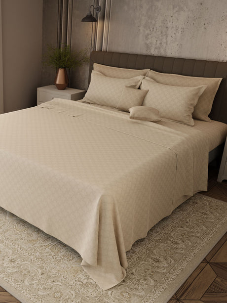 100% Cotton 800 TC, Printed King Bedsheet Set, Platinum Pulse