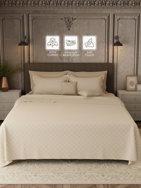 100% Cotton 800 TC, Printed King Bedsheet Set, Platinum Pulse