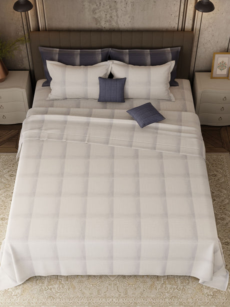 100% Cotton 800 TC, Printed King Bedsheet Set, Platinum Pulse