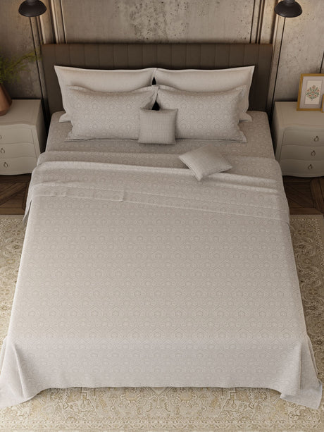 100% Cotton 800 TC, Printed King Bedsheet Set, Platinum Pulse