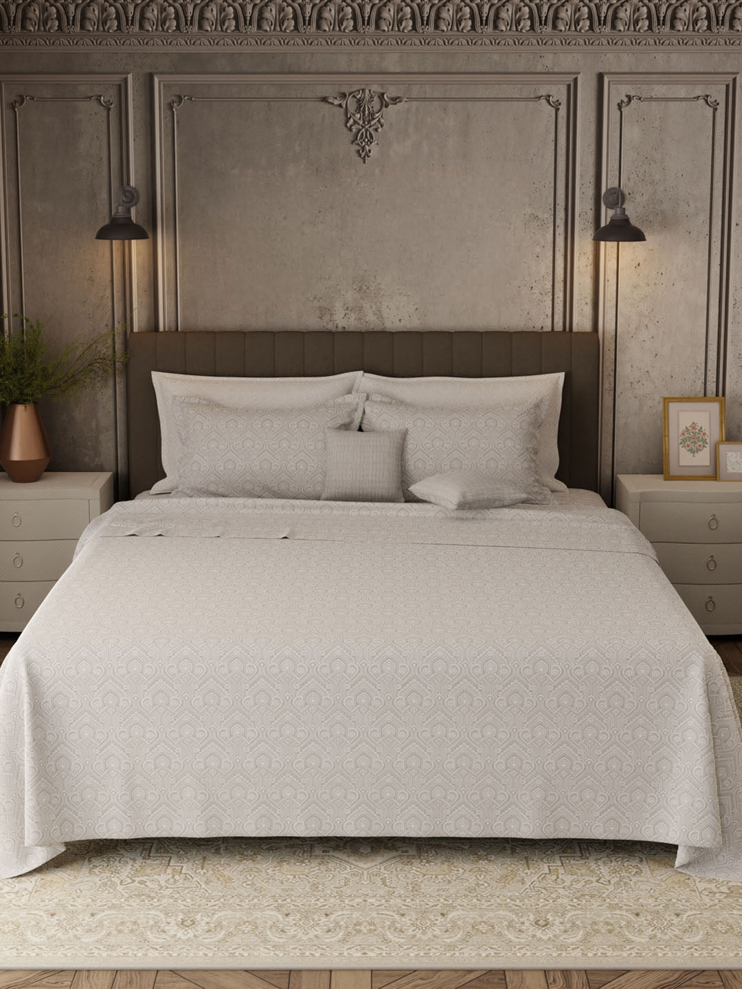 100% Cotton 800 TC, Printed King Bedsheet Set, Platinum Pulse