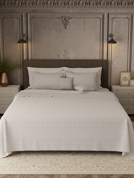 100% Cotton 800 TC, Printed King Bedsheet Set, Platinum Pulse
