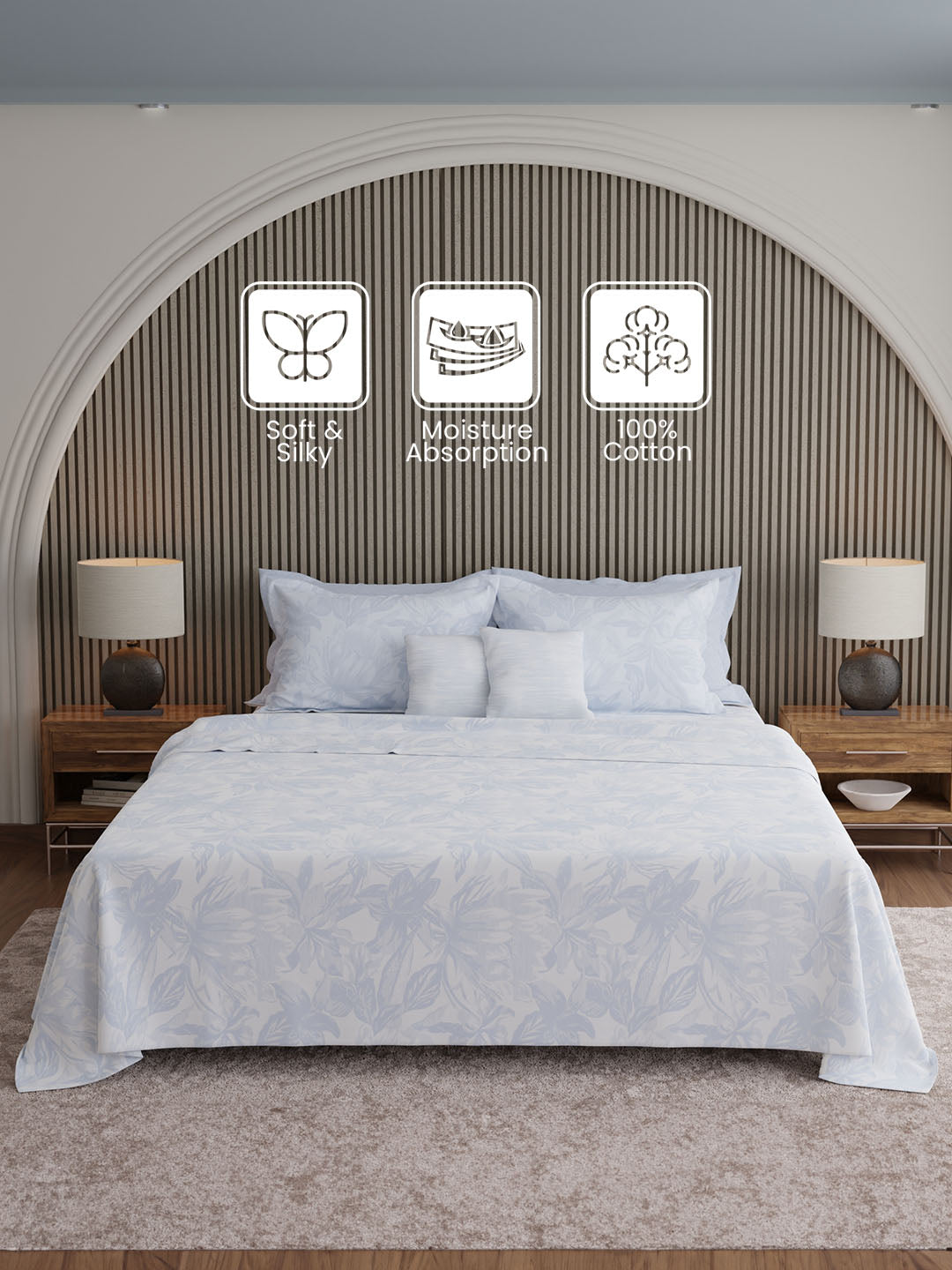 100% Cotton 600 TC, Printed King Bedsheet Set, Luxe Loom Weavers Gallore