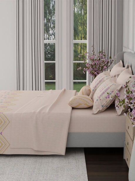 100% Cotton King Bedsheet Set, 600 TC Printed, Luxe Loom