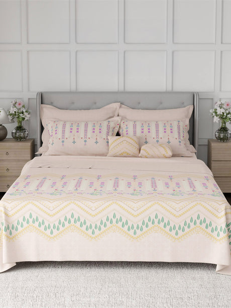 100% Cotton King Bedsheet Set, 600 TC Printed, Luxe Loom