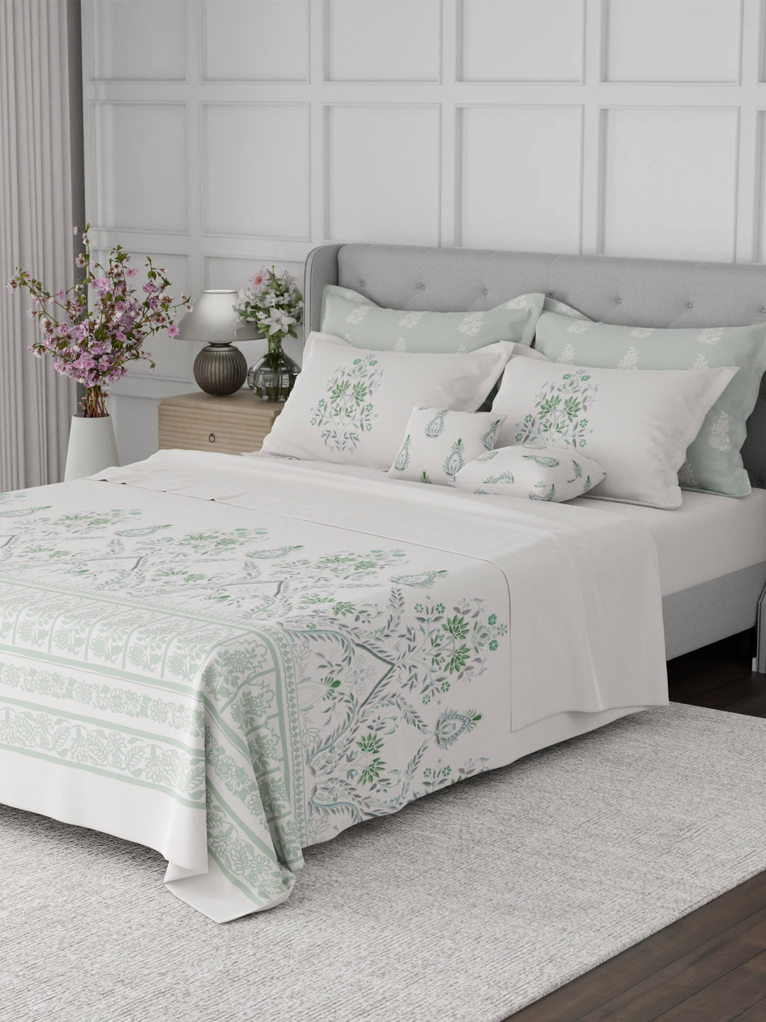 100% Cotton King Bedsheet Set, 600 TC Printed, Luxe Loom