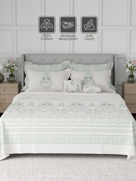 100% Cotton King Bedsheet Set, 600 TC Printed, Luxe Loom