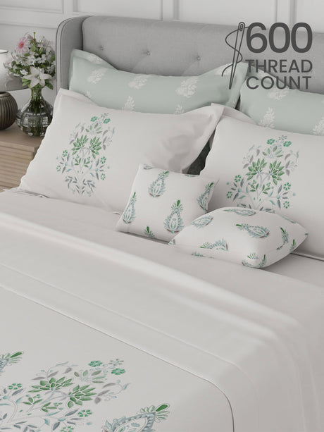 100% Cotton King Bedsheet Set, 600 TC Printed, Luxe Loom