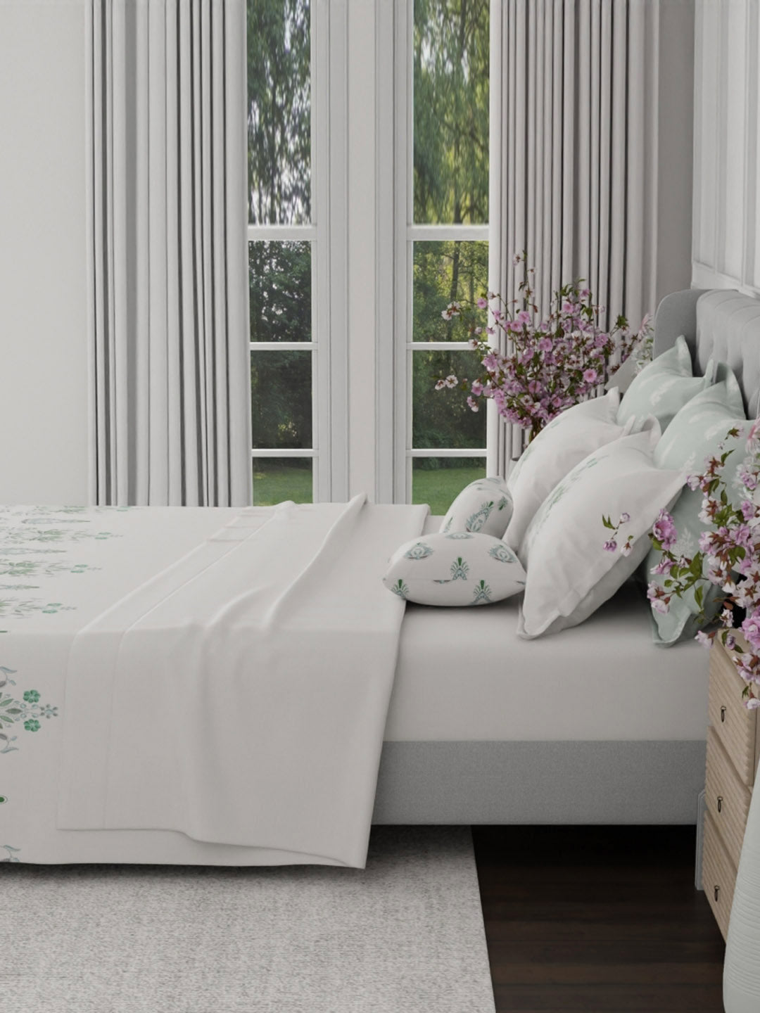 100% Cotton King Bedsheet Set, 600 TC Printed, Luxe Loom