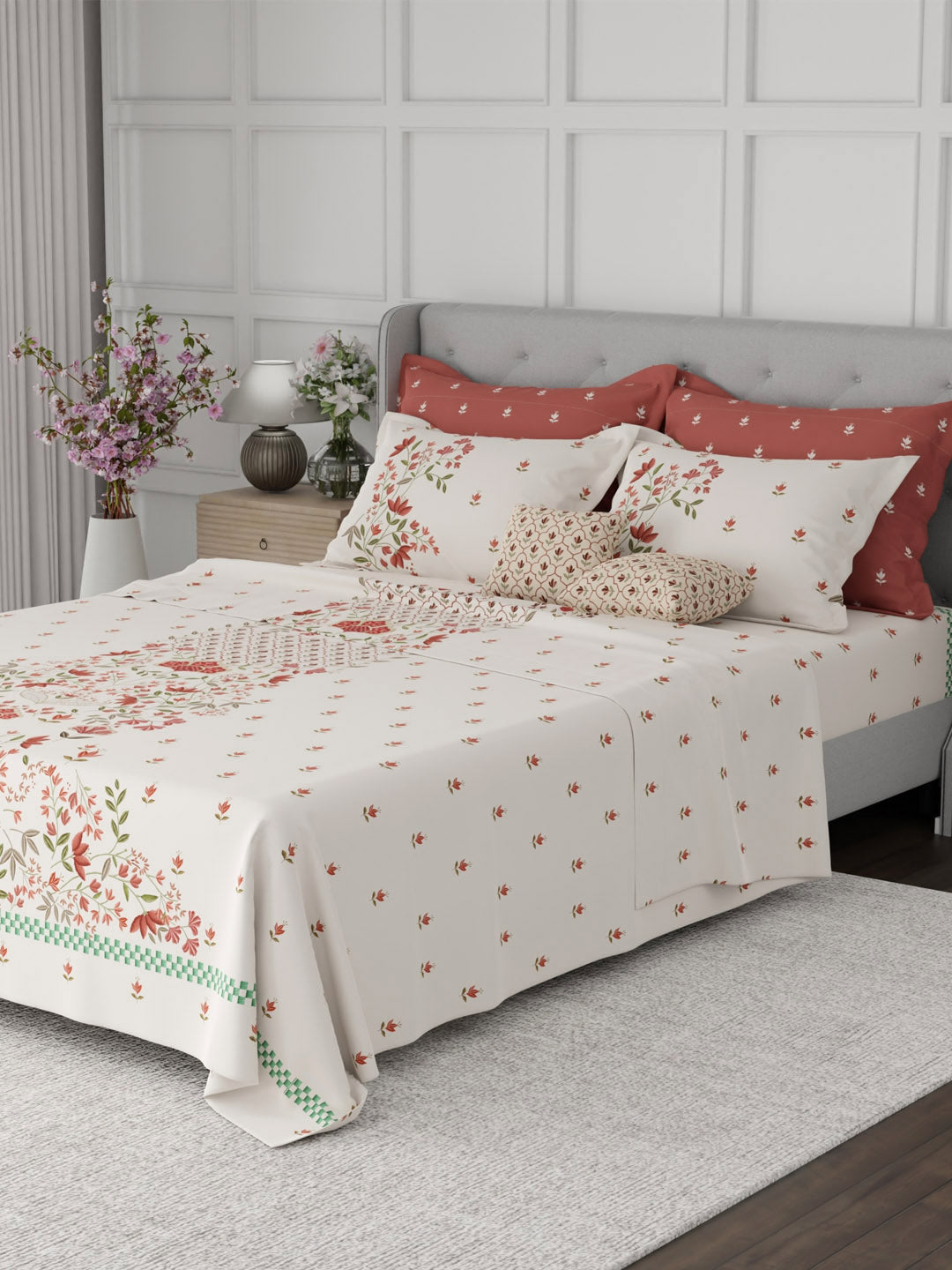 100% Cotton King Bedsheet Set, 600 TC Printed, Luxe Loom