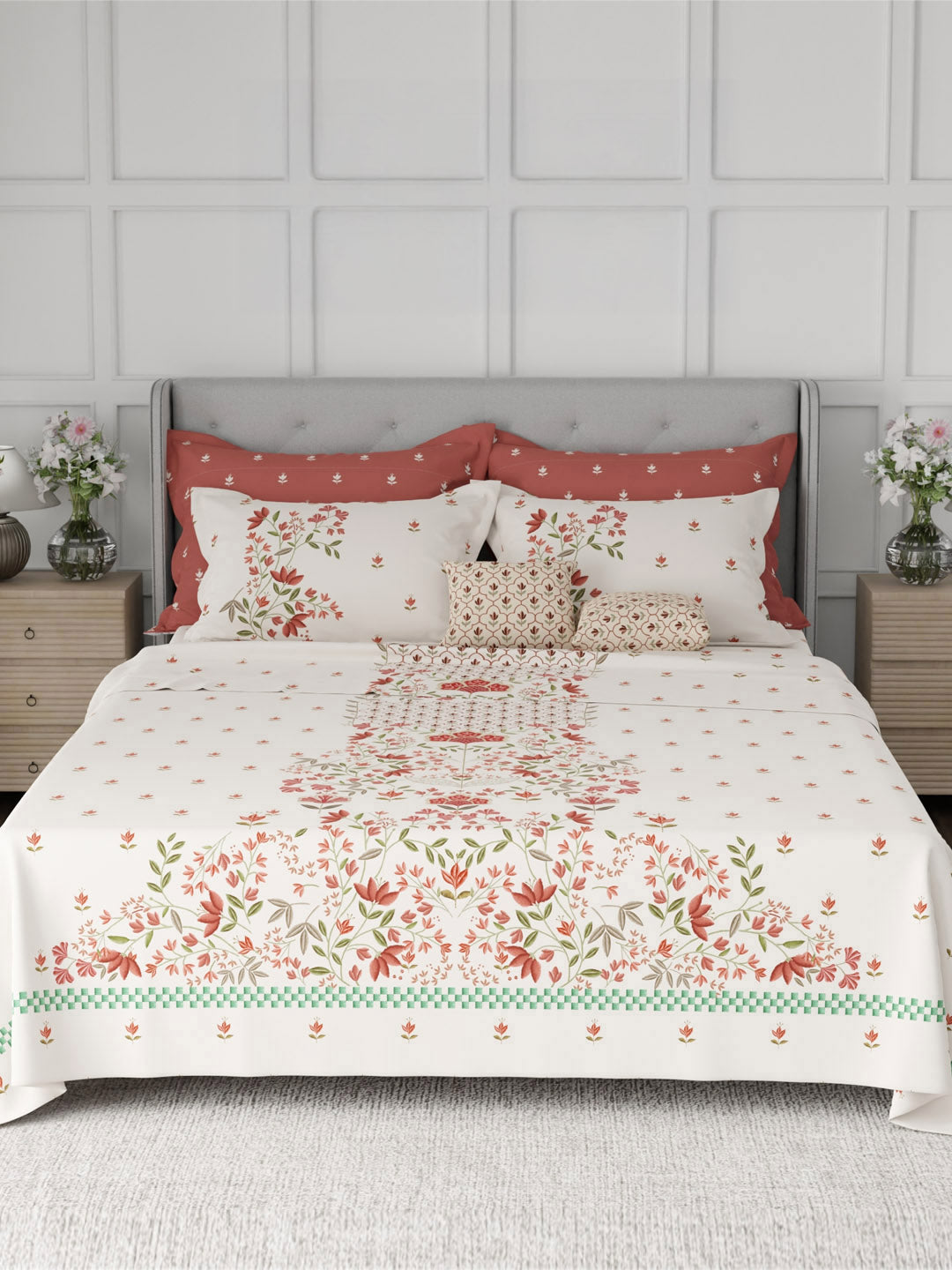 100% Cotton King Bedsheet Set, 600 TC Printed, Luxe Loom