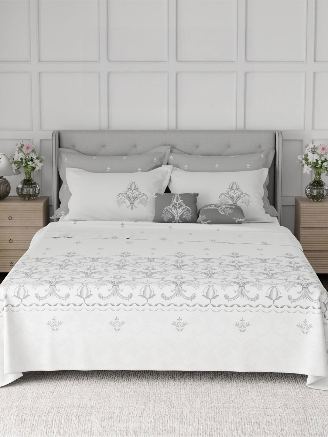 100% Cotton King Bedsheet Set, 600 TC Printed, Luxe Loom