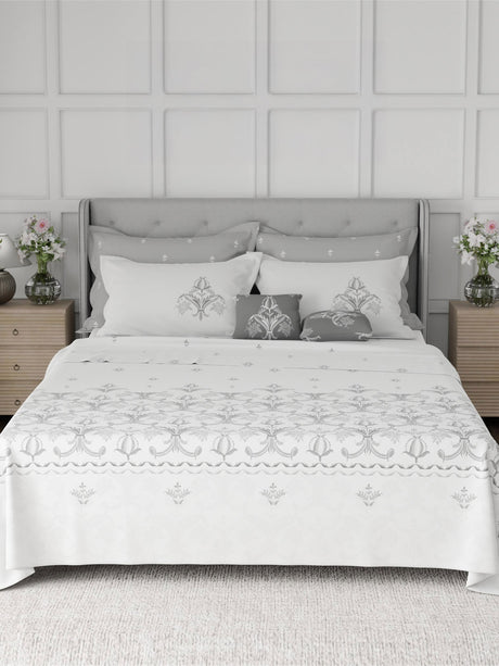 100% Cotton King Bedsheet Set, 600 TC Printed, Luxe Loom