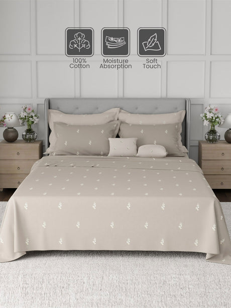 100% Cotton King Bedsheet Set, 600 TC Printed, Luxe Loom