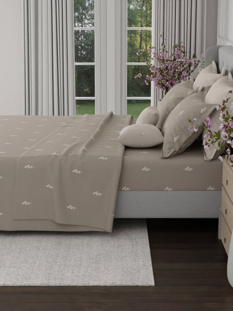 100% Cotton King Bedsheet Set, 600 TC Printed, Luxe Loom