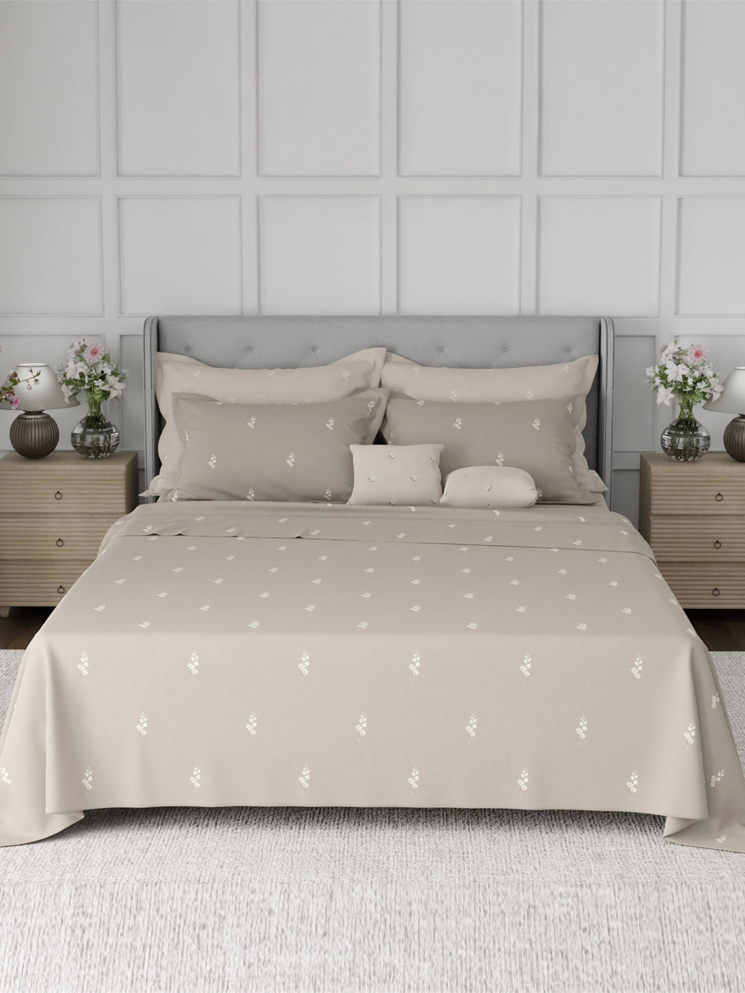 100% Cotton King Bedsheet Set, 600 TC Printed, Luxe Loom