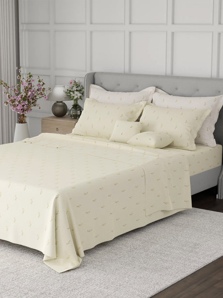 100% Cotton King Bedsheet Set, 600 TC Printed, Luxe Loom