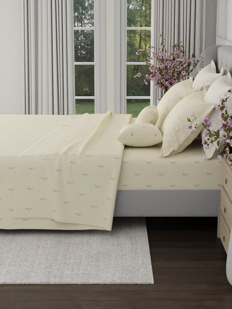 100% Cotton King Bedsheet Set, 600 TC Printed, Luxe Loom
