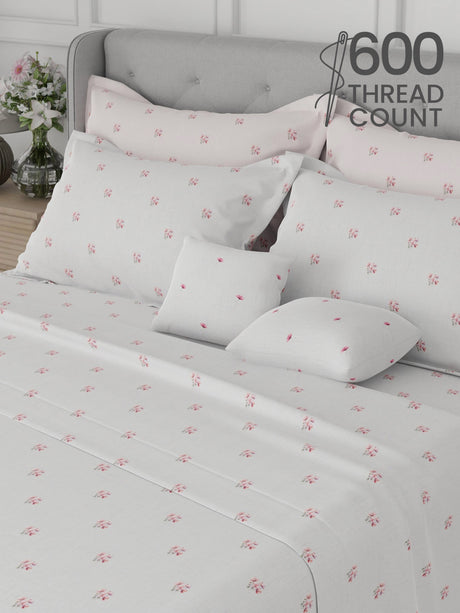 100% Cotton King Bedsheet Set, 600 TC Printed, Luxe Loom