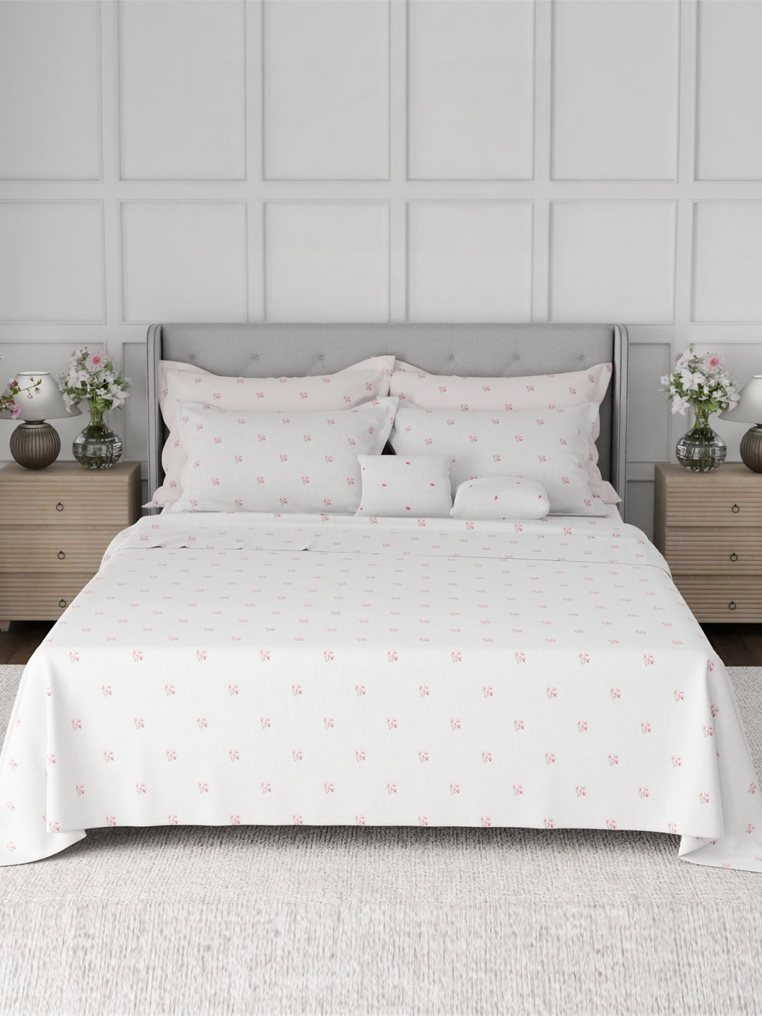 100% Cotton King Bedsheet Set, 600 TC Printed, Luxe Loom