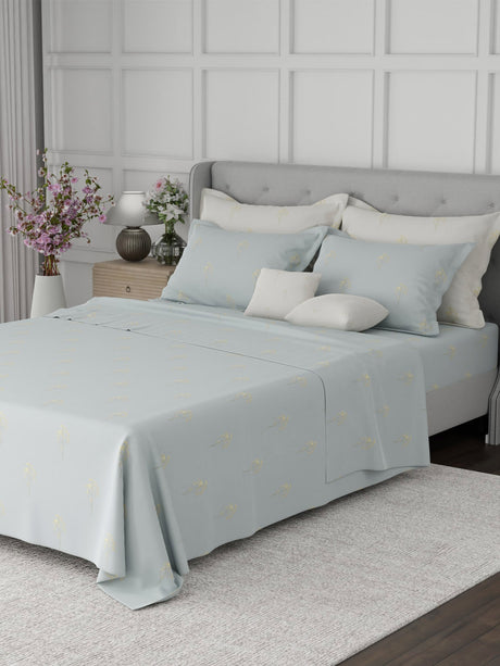 100% Cotton King Bedsheet Set, 600 TC Printed, Luxe Loom