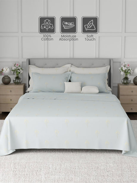 100% Cotton King Bedsheet Set, 600 TC Printed, Luxe Loom