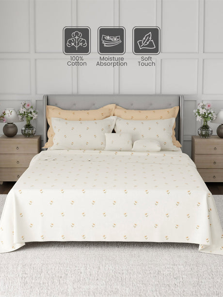 100% Cotton King Bedsheet Set, 600 TC Printed, Luxe Loom