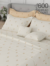 100% Cotton King Bedsheet Set, 600 TC Printed, Luxe Loom