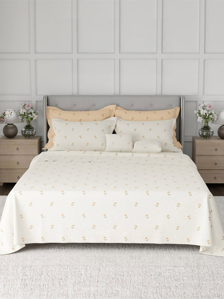 100% Cotton King Bedsheet Set, 600 TC Printed, Luxe Loom