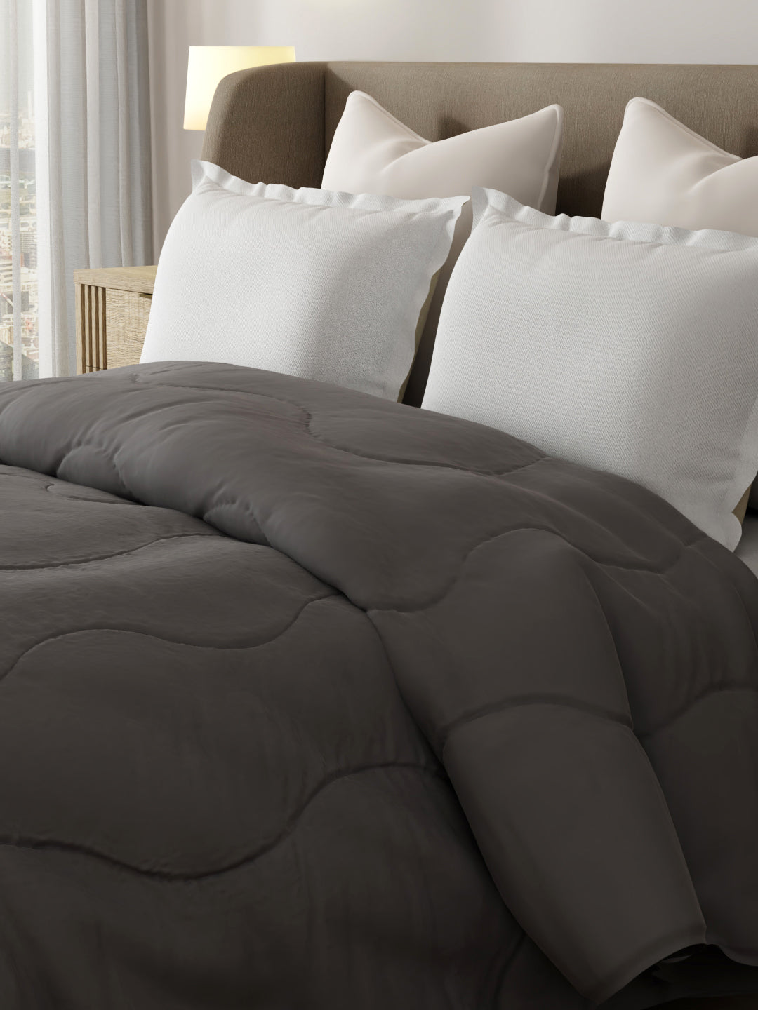 Double Size TENCEL™ Comforter for Mild Winter, Dark Grey Solid (2.74 m L x 2.24 m W), For Mild Winter & All Season Zen Living Collection