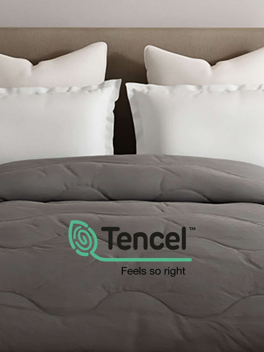 Double Size TENCEL™ Comforter for Mild Winter, Dark Grey Solid (2.74 m L x 2.24 m W), For Mild Winter & All Season Zen Living Collection