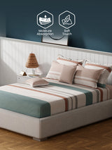 100% Cotton King Bedsheet Set with 4 Pillow Covers & 2 Cushion Covers, 400 TC Multicolor Geometrical, Royal Essence