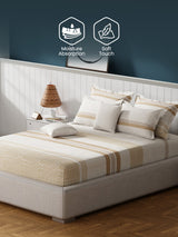 100% Cotton King Bedsheet Set with 4 Pillow Covers & 2 Cushion Covers, 400 TC Beige & White Geometrical, Royal Essence