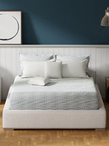 100% Cotton King Bedsheet Set with 4 Pillow Covers & 2 Cushion Covers, 400 TC Grey Geometrical, Royal Essence