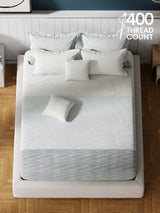 100% Cotton King Bedsheet Set with 4 Pillow Covers & 2 Cushion Covers, 400 TC Grey Geometrical, Royal Essence