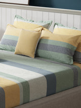 100% Cotton King Bedsheet Set with 4 Pillow Covers & 2 Cushion Covers, 400 TC Multicolor Geometrical, Royal Essence