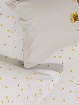 100% Cotton King Bedsheet Set with 4 Pillow Covers & 2 Cushion Covers, 400 TC White Floral, Royal Essence
