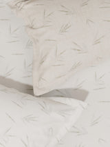 100% Cotton King Bedsheet Set with 4 Pillow Covers & 2 Cushion Covers, 400 TC White Floral, Royal Essence