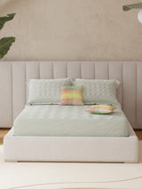 100% Cotton King Bedsheet Set with 4 Pillow Covers & 2 Cushion Covers, 400 TC Grey Solid, Royal Essence