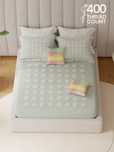 100% Cotton King Bedsheet Set with 4 Pillow Covers & 2 Cushion Covers, 400 TC Grey Solid, Royal Essence