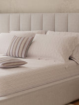 100% Cotton King Bedsheet Set with 4 Pillow Covers & 2 Cushion Covers, 400 TC Cream Geometrical, Royal Essence