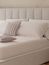 100% Cotton King Bedsheet Set with 4 Pillow Covers & 2 Cushion Covers, 400 TC Cream Stripes, Royal Essence