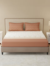 King Bedsheet Set, 100% Cotton 200 TC, Brown Floral, Valatia Tarang