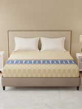 King Bedsheet Set, 100% Cotton 200 TC, Light Yellow Floral, Valatia Tarang