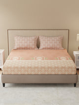 King Bedsheet Set, 100% Cotton 200 TC, Brown Floral, Valatia Tarang