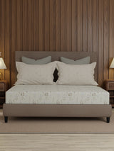 100% Cotton 200 TC, King Size Grey Bedsheet with 2 Pillow Covers, Valatia Collection (Floral Print)