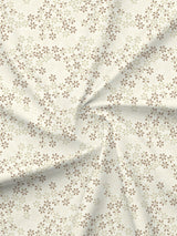 100% Cotton 200 TC, Beige Floral, King Size Fitted Sheet with 2 Pillow Covers - Valatia Collection