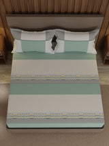 100% Cotton 200 TC, Multicolor Geometric Print, King Fitted Sheet with 2 Pillow Covers, Valatia Collection