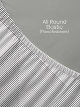 100% Cotton 200 TC, Grey Geometric Print, King Fitted Sheet with 2 Pillow Covers, Valatia Collection