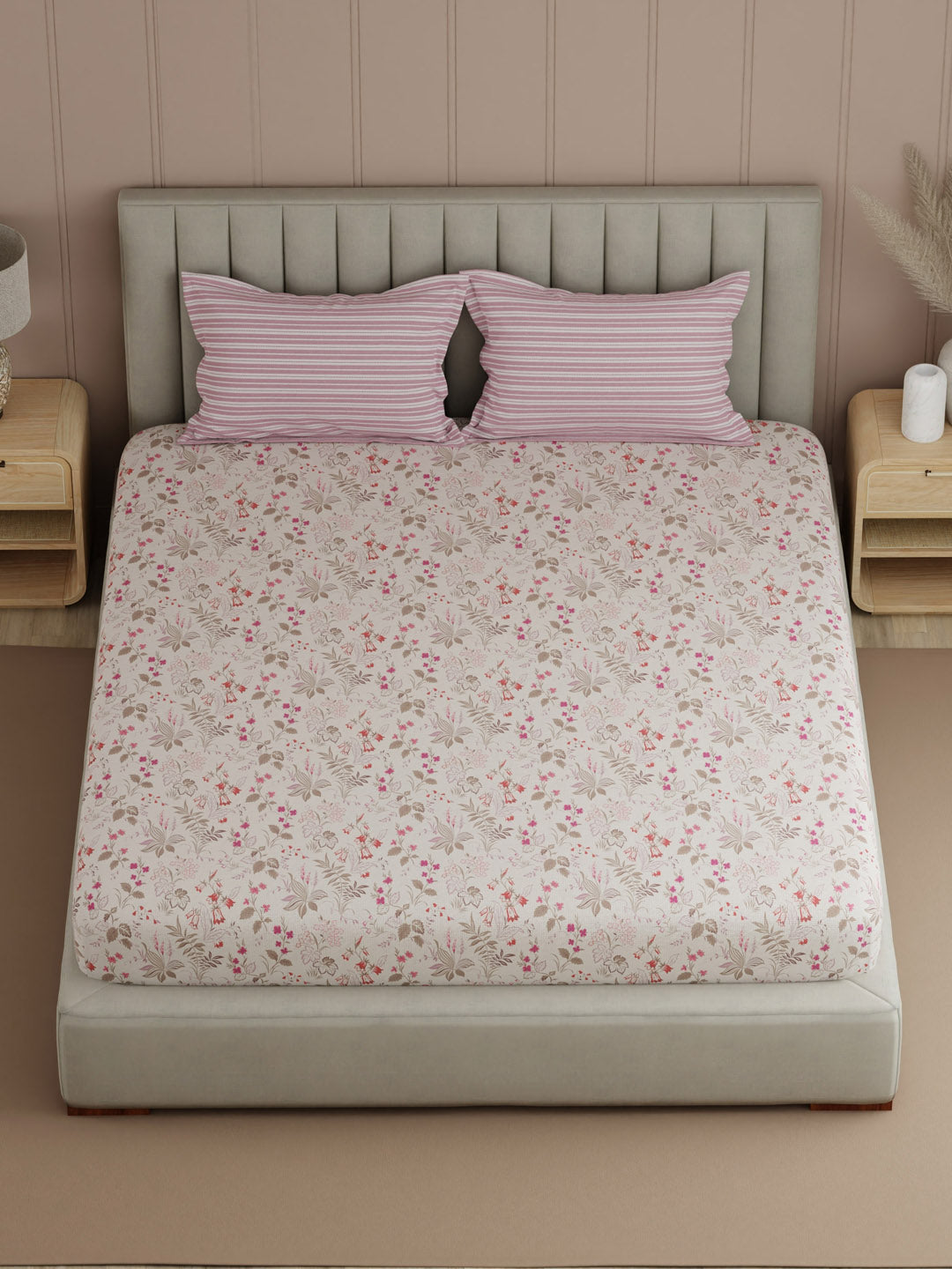 100% Cotton 200 TC, Printed Double Bedsheet Set, Valatia